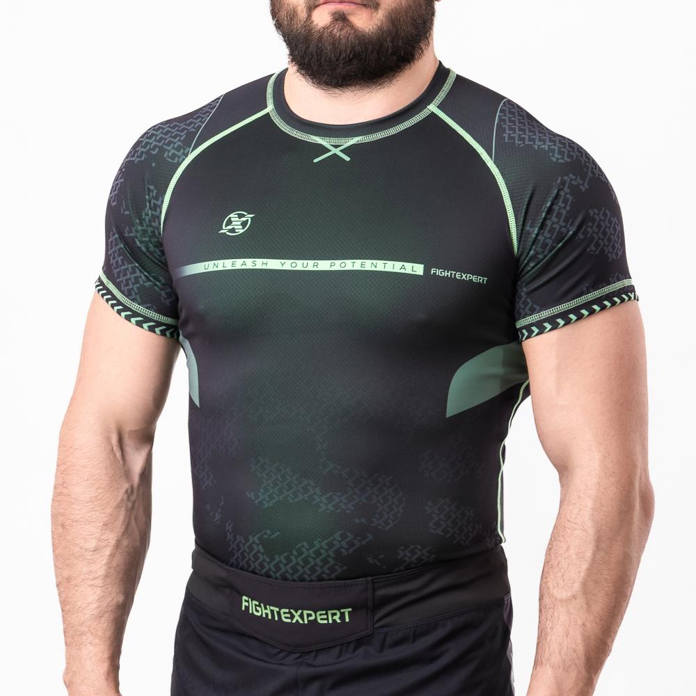 Рашгард с коротким рукавом FIGHTEXPERT COMBAT Black Green